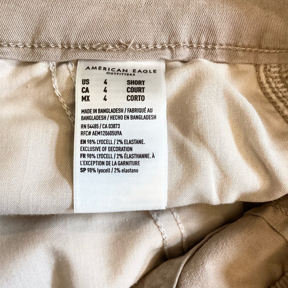 American Eagle 4 Short Baggy Wide Leg Mid Rise Tan Beige Cargo Pants Womens 2024 - Picture 8 of 10